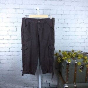 Joie Linen Cropped Cargo Pants Capris Brown Size Size 4